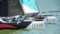 Alinghi racing GAC Pindar at Extreme Sailing Series Singapore 2013