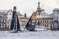 Alinghi and SAP catamarans on Extreme Sailing Series Act 5 catamarans race on 1th-4th September 2016 in St. Petersburg, Russia