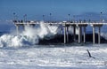 Aliso Pier during a storm in Laguna Beach, California. Royalty Free Stock Photo