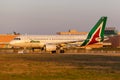 Alitalia Airbus A319 airplane Milan Linate airport in Italy Royalty Free Stock Photo