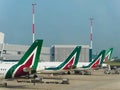 Alitalia Airline Airplanes parked Royalty Free Stock Photo