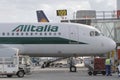 Alitalia boarding on airport Royalty Free Stock Photo