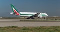 Alitalia Boeing 777 on the runway Royalty Free Stock Photo