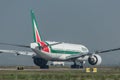 Alitalia Boeing 777 on the runway Royalty Free Stock Photo