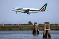 Alitalia plane landing on Venice Marco Polo Airport, VCE