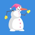 Alive Classic Three Snowball Snowman In Pink Hat And Gloves Cartoon Character Situation