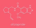 Alizapride antiemetic drug molecule. Used in treatment of nausea and vomiting. Skeletal formula.