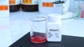 Alizarin in bottle , chemical in the laboratory and industry