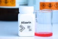 Alizarin in bottle , chemical in the laboratory and industry
