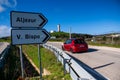 Aljezur and Vila do Bispo road sign direction in Algarve