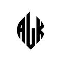 ALK circle letter logo design with circle and ellipse shape. ALK ellipse letters with typographic style. The three initials form a Royalty Free Stock Photo