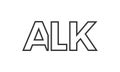 ALK logo design template with strong and modern bold text. Initial based vector logotype featuring simple and minimal typography. Royalty Free Stock Photo