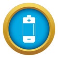 Alkaline battery icon blue vector isolated