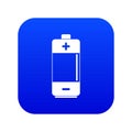 Alkaline battery icon digital blue