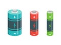Alkaline battery set icon in flat style. Diffrent size accumulator vector illustration on isolated background. Accumulator Royalty Free Stock Photo