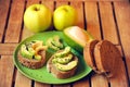 Alkaline breakfast with apple and avocado sandwich