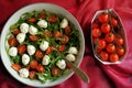 Alkaline diet concept with rocket mozzarella and fresh organic tomatoes Royalty Free Stock Photo