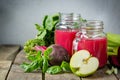 Alkaline diet concept - purple smoothies and ingredients Royalty Free Stock Photo