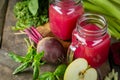 Alkaline diet concept - purple smoothies and ingredients Royalty Free Stock Photo