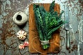 Alkaline diet : kale leaves on a vintage background