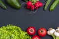 Alkaline foods above black background