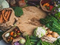 Assortment of alkaline food on wooden background