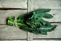 Alkaline, healthy food : kale leaves on a vintage background Royalty Free Stock Photo