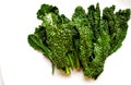 Alkaline, healthy food : kale leaves on white back
