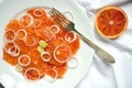 Alkaline, healthy vegan food : red blood orange salad