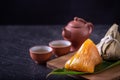 Alkaline rice dumpling zongzi - Traditional sweet Chinese crystal food on a plate to eat for Dragon Boat Duanwu Festival Royalty Free Stock Photo