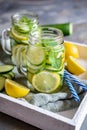 Alkaline water with cucumber, ginger, lemon and mint