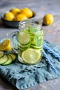 Alkaline water with cucumber, ginger, lemon and mint