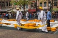 Alkmaar, Netherlands - April 28, 2017: Cheese carriers at tradit