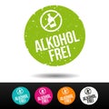 Alkoholfrei Stempel mit Icon - Eps10 Vektor Button. Royalty Free Stock Photo