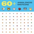 Isolated Animal Pack Emoji, Emoticon, Vector