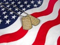 flag with constitution on dog tags Royalty Free Stock Photo