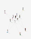 All around the world communication. Aerial view of crowd of different people connected with social media lines over Royalty Free Stock Photo