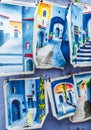 Blue leather drawings in chefchaouen