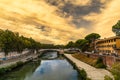 Rome - the Tiber river whose course crosses the whole city. Royalty Free Stock Photo
