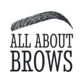 All About Brows. Text and eyebrow. Logo for brow bar Royalty Free Stock Photo