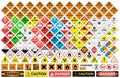 All classes of hazardous material signs. Vector isolated placards label collection