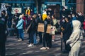 People gathering at a Stop Asian Hate protest in Vancouver