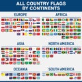 All country flags in the world by continents