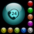 All day service icons in color illuminated glass buttons