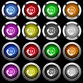 All day service white icons in round glossy buttons on black background Royalty Free Stock Photo