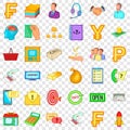 All day work icons set, cartoon style Royalty Free Stock Photo