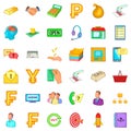 All day work icons set, cartoon style Royalty Free Stock Photo