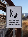 All dogs must be on a leash sign. Royalty Free Stock Photo