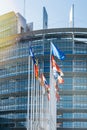 All EU Flag European Union flag waving in front of European Parl Royalty Free Stock Photo