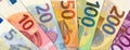 All Euro banknotes in fan shape Royalty Free Stock Photo